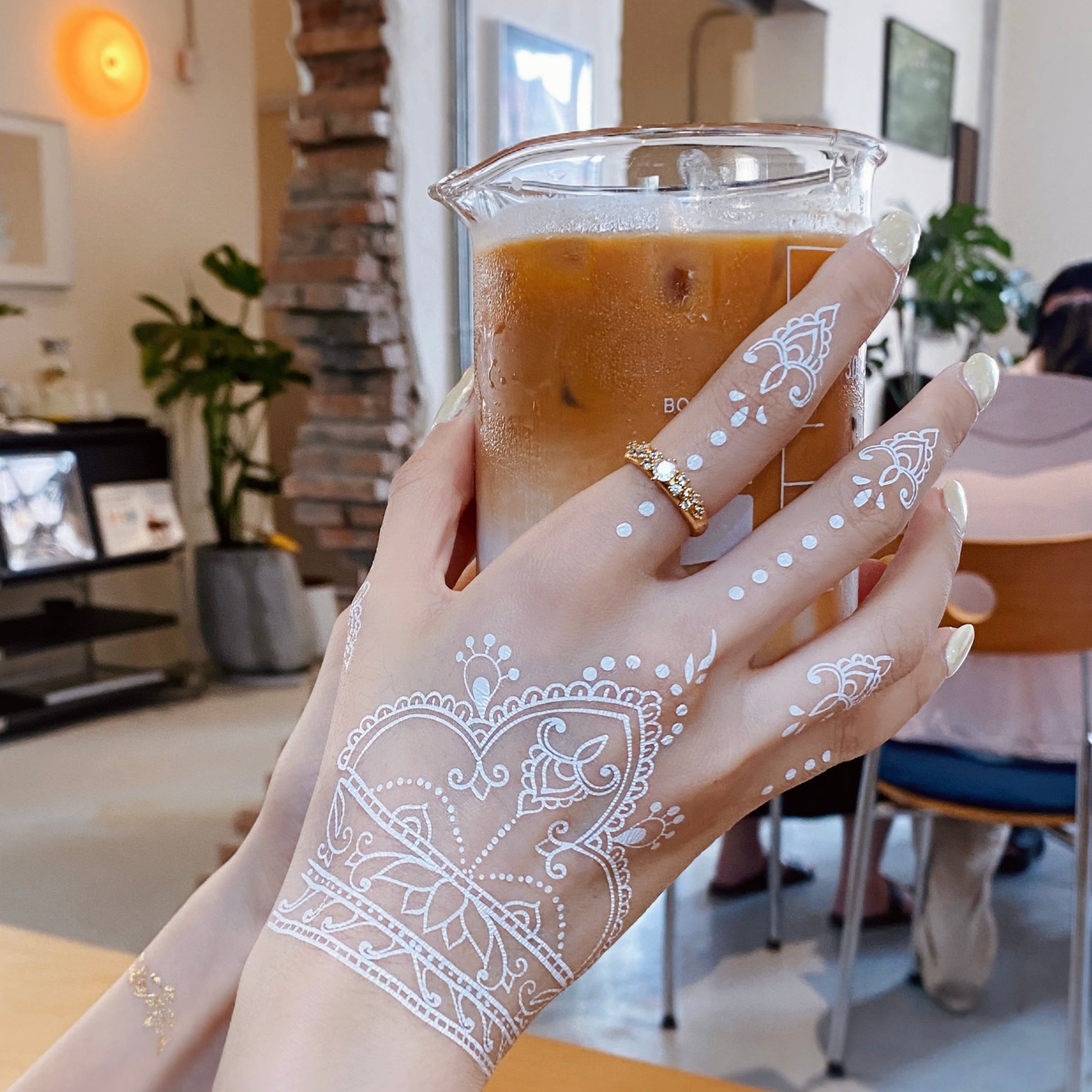 white henna design  boho henna sticker
