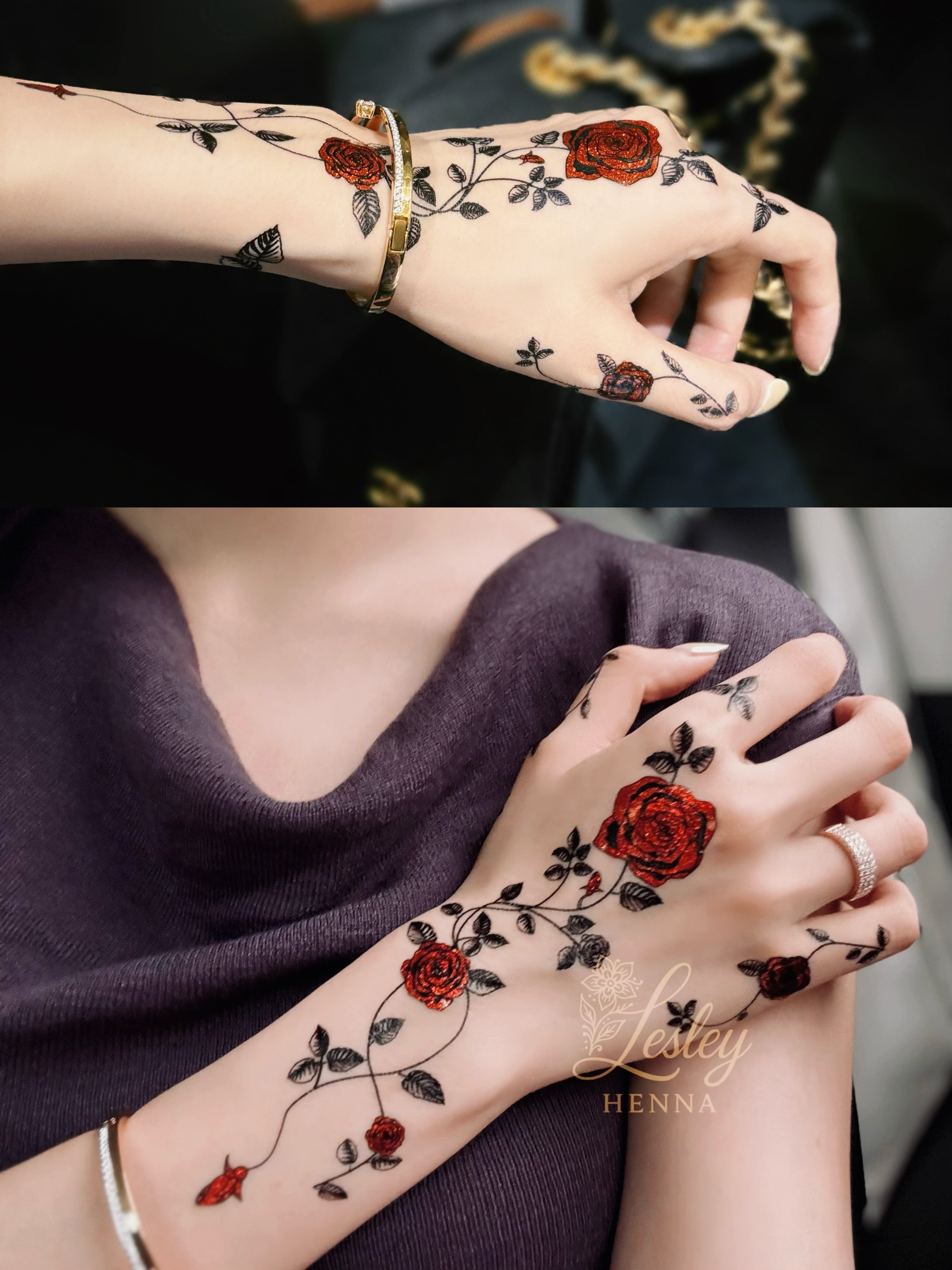 Rose Vine Henna Sticker | Elegant Temporary Tattoo