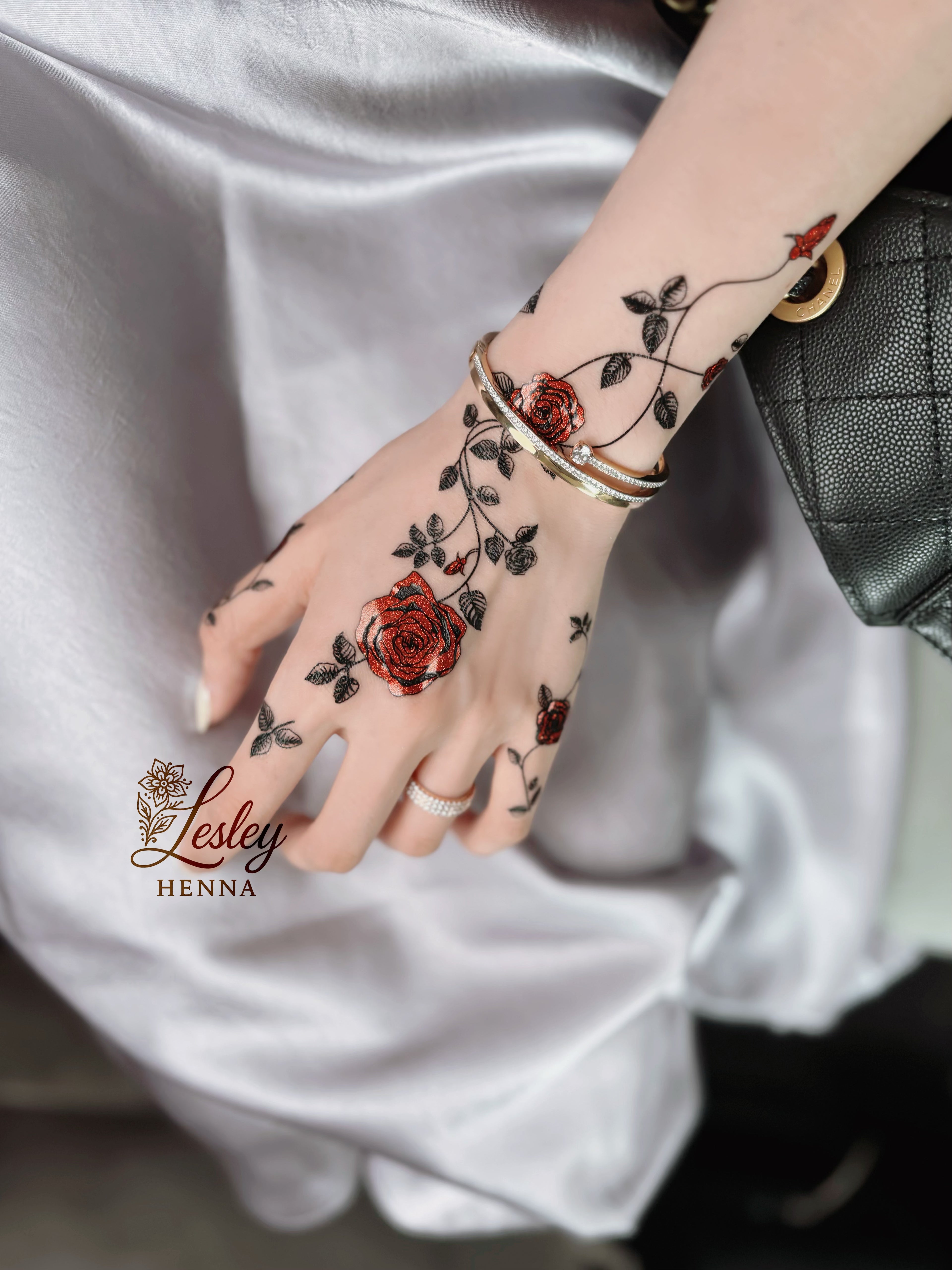 Rose Vine Henna Sticker | Elegant Temporary Tattoo