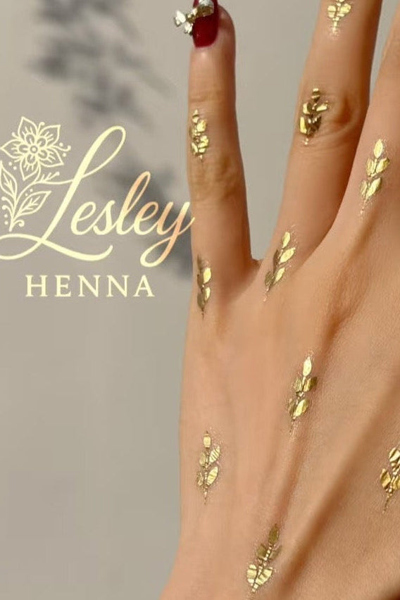 gold henna designs leaves shape design tattoo 