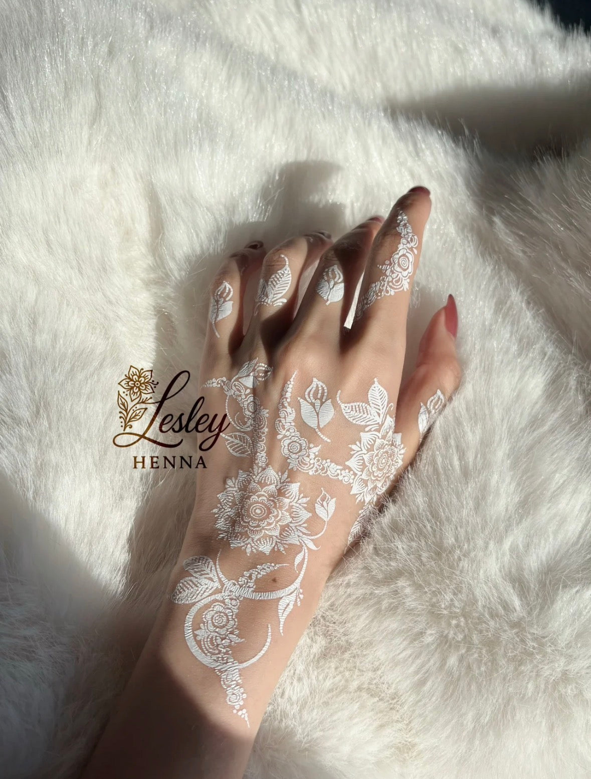 Snow Blossom Vine White Henna Sticker | Floral Sunflower Hand Temporary Tattoo