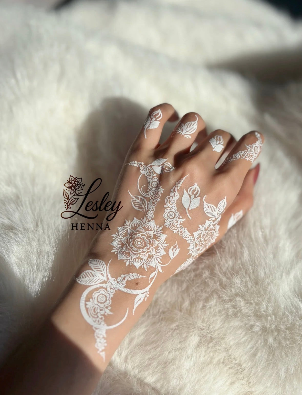 Snow Blossom Vine White Henna Sticker | Floral Sunflower Hand Temporary Tattoo