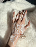 Snow Blossom Vine White Henna Sticker | Floral Sunflower Hand Temporary Tattoo