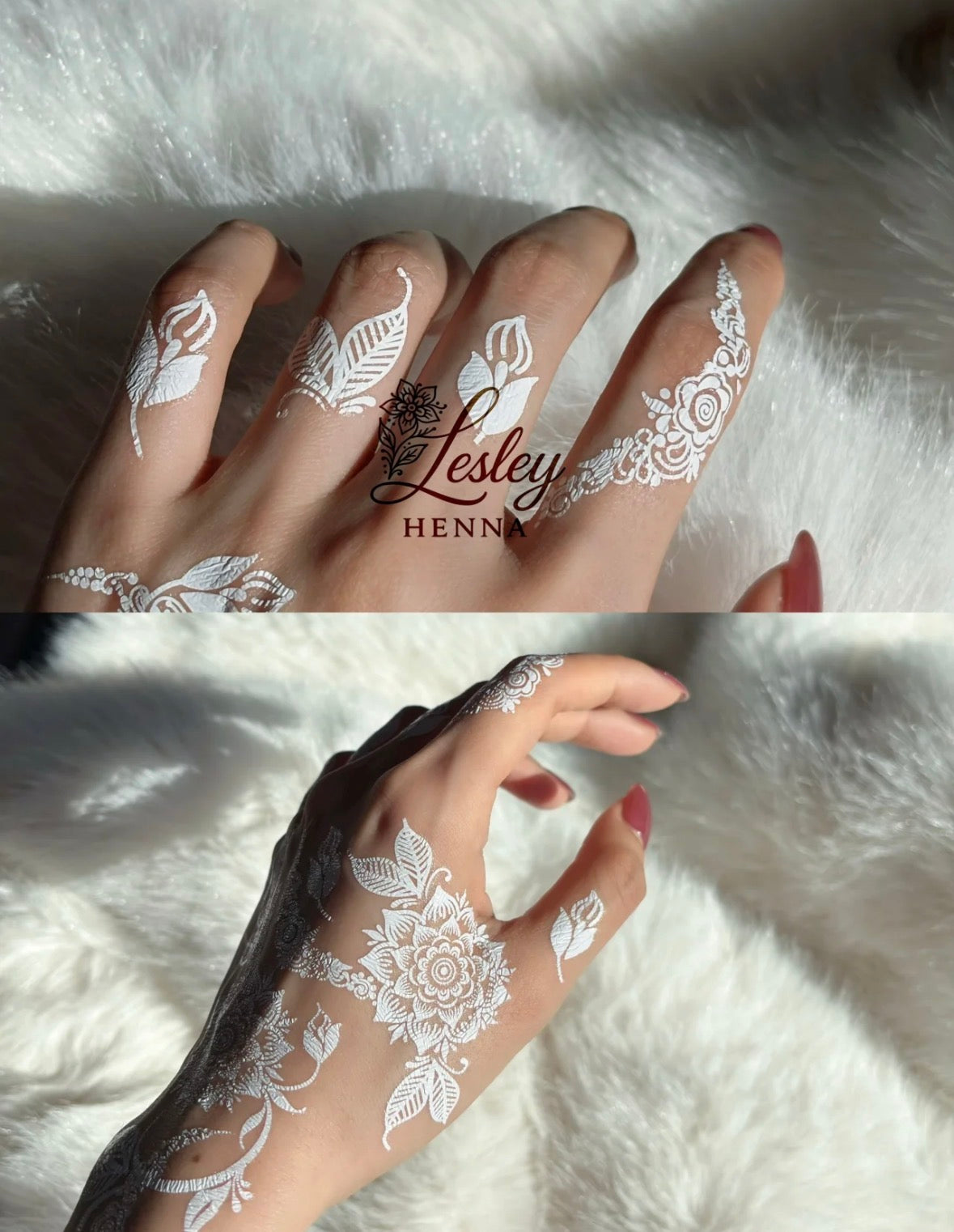 Snow Blossom Vine White Henna Sticker | Floral Sunflower Hand Temporary Tattoo