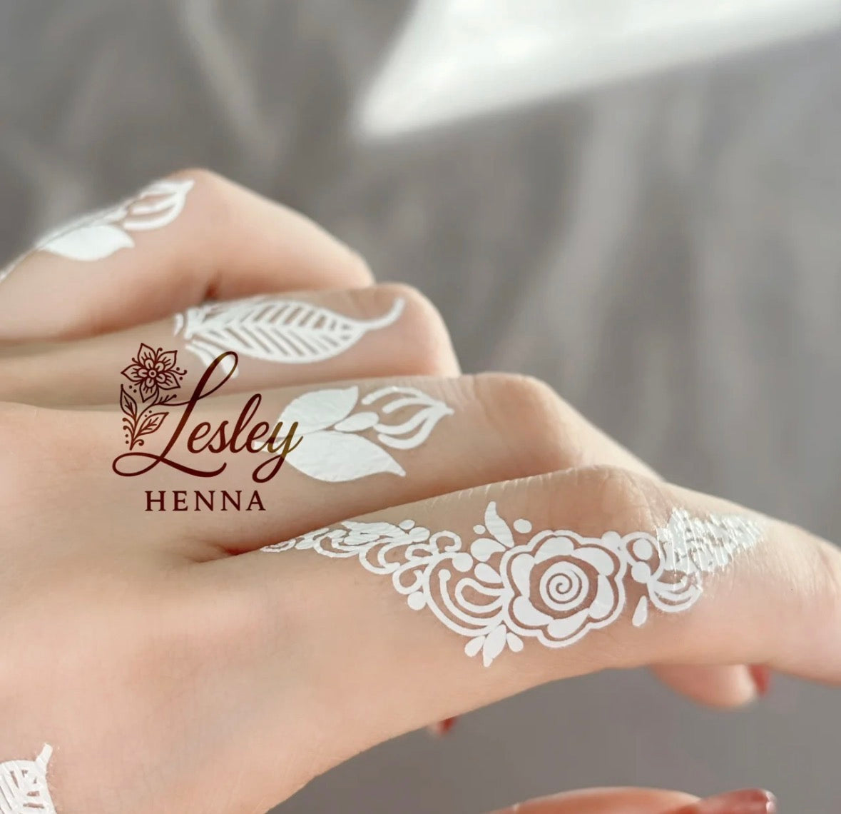 Snow Blossom Vine White Henna Sticker | Floral Sunflower Hand Temporary Tattoo