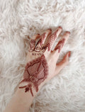 Cocoa Lace Grid Henna Sticker | Brown Floral Net Hand Temporary Tattoo