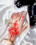 Crimson Lace Filigree Henna Sticker | Red Ornamental Hand Temporary Tattoo