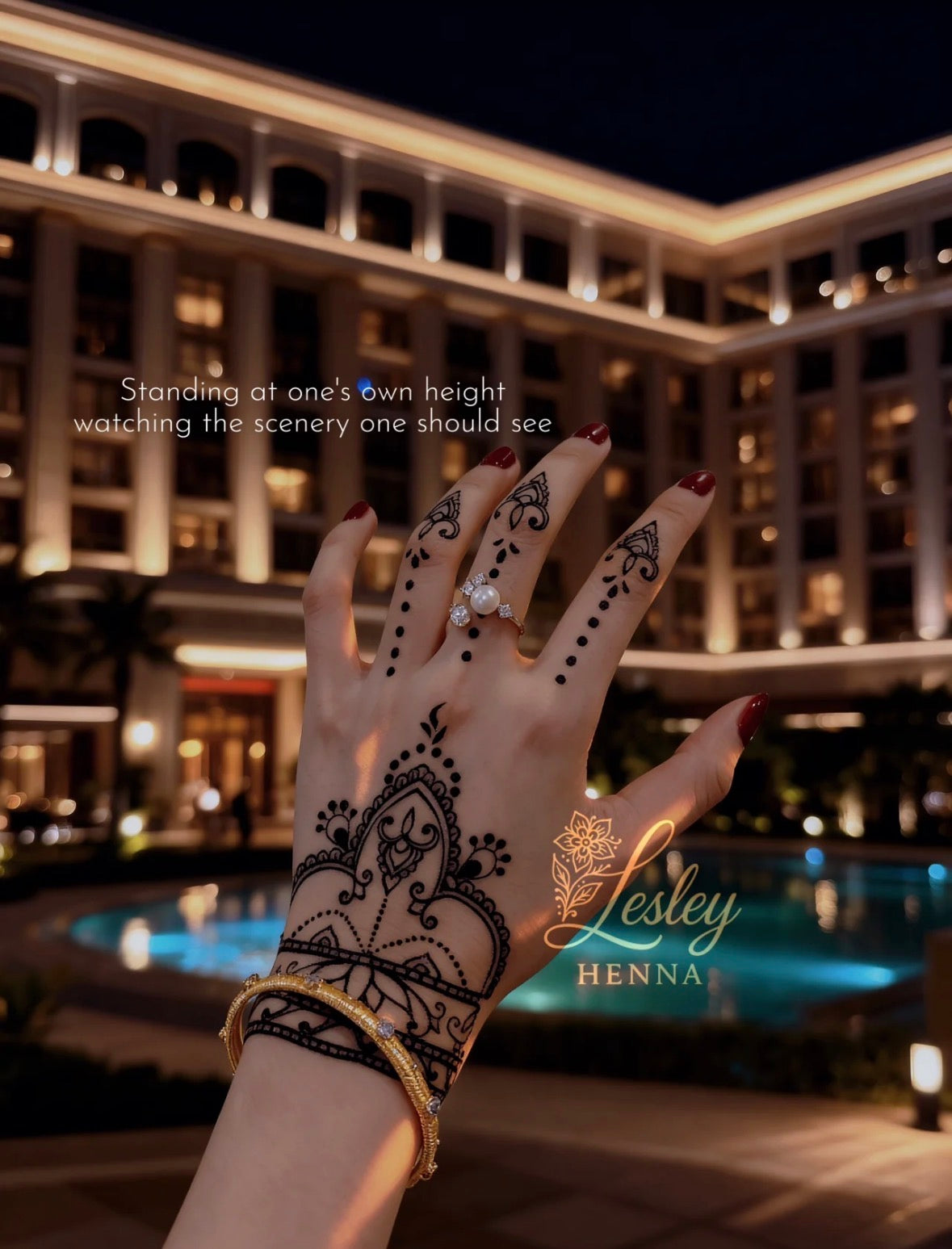 Midnight Lotus Lace Henna Sticker | Black Floral Mandala Hand Temporary Tattoo