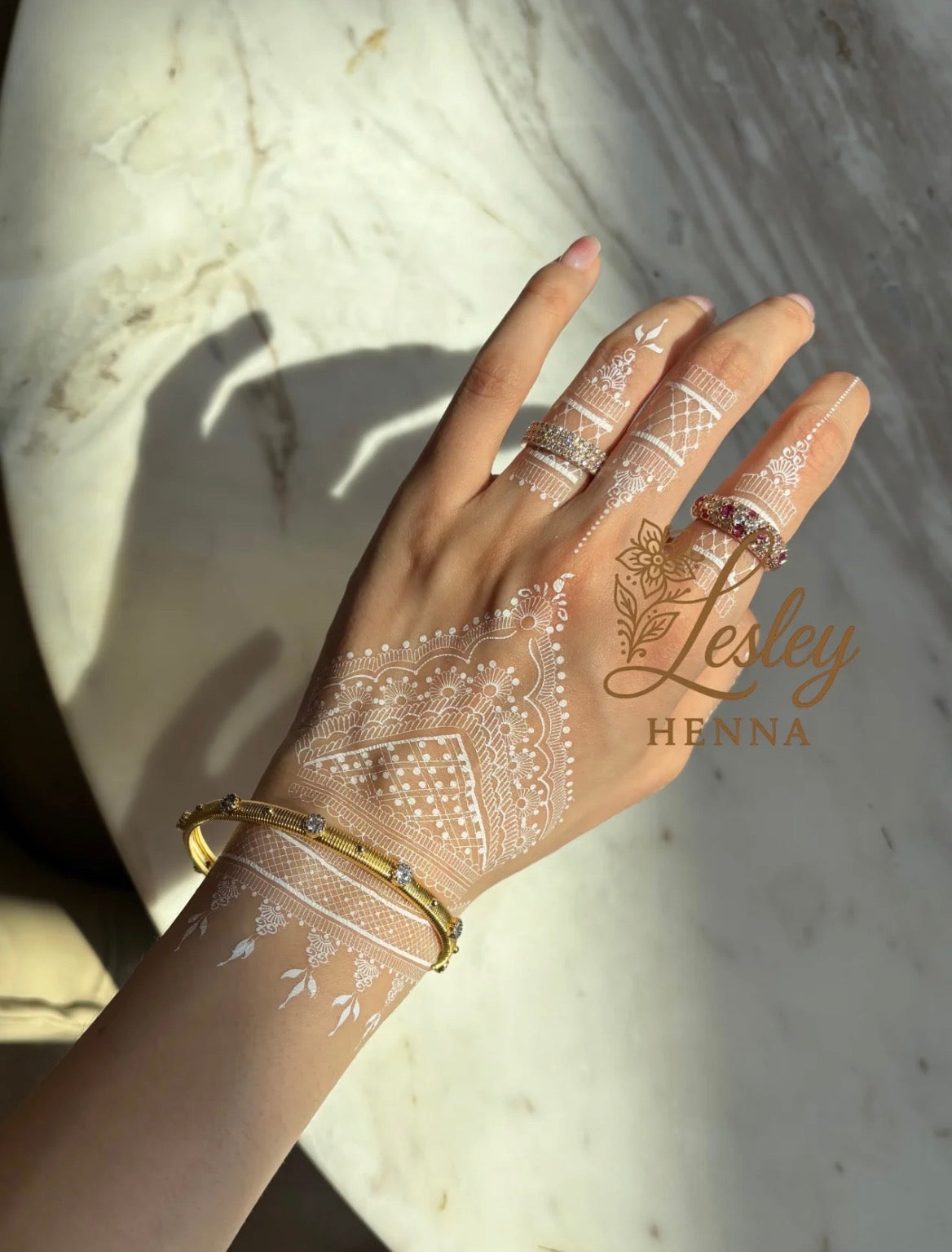 Diamond Lace Cuff White Henna Sticker Set | Geometric Mandala Hand Tattoo + Bracelet