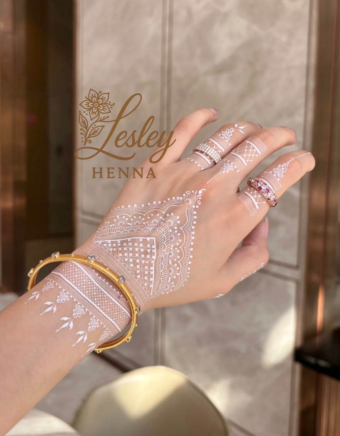 Diamond Lace Cuff White Henna Sticker Set | Geometric Mandala Hand Tattoo + Bracelet