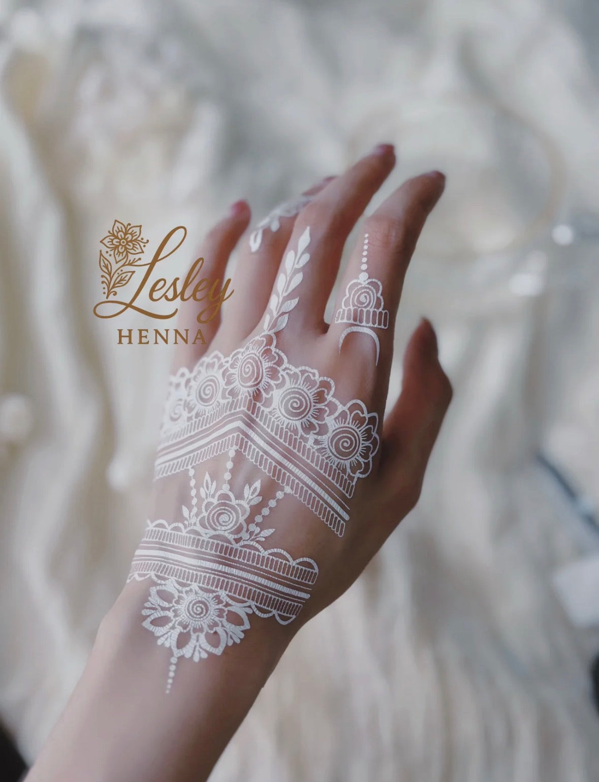 Pearl Lace Mandala White Henna Sticker | Boho Bridal Hand Lace Temporary Tattoo