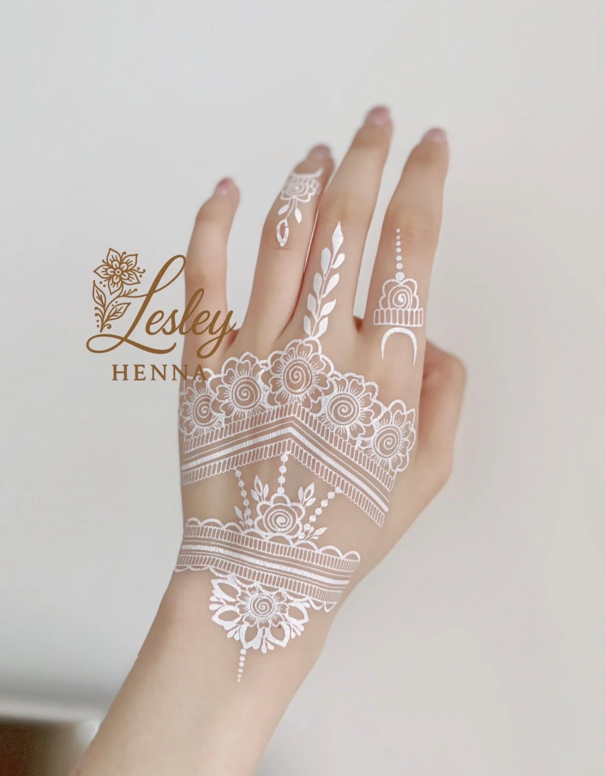 Pearl Lace Mandala White Henna Sticker | Boho Bridal Hand Lace Temporary Tattoo