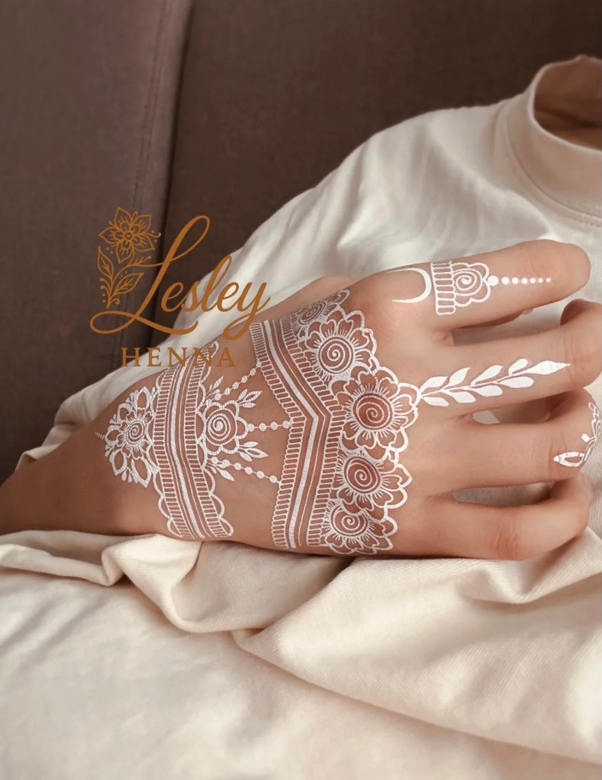 Pearl Lace Mandala White Henna Sticker | Boho Bridal Hand Lace Temporary Tattoo