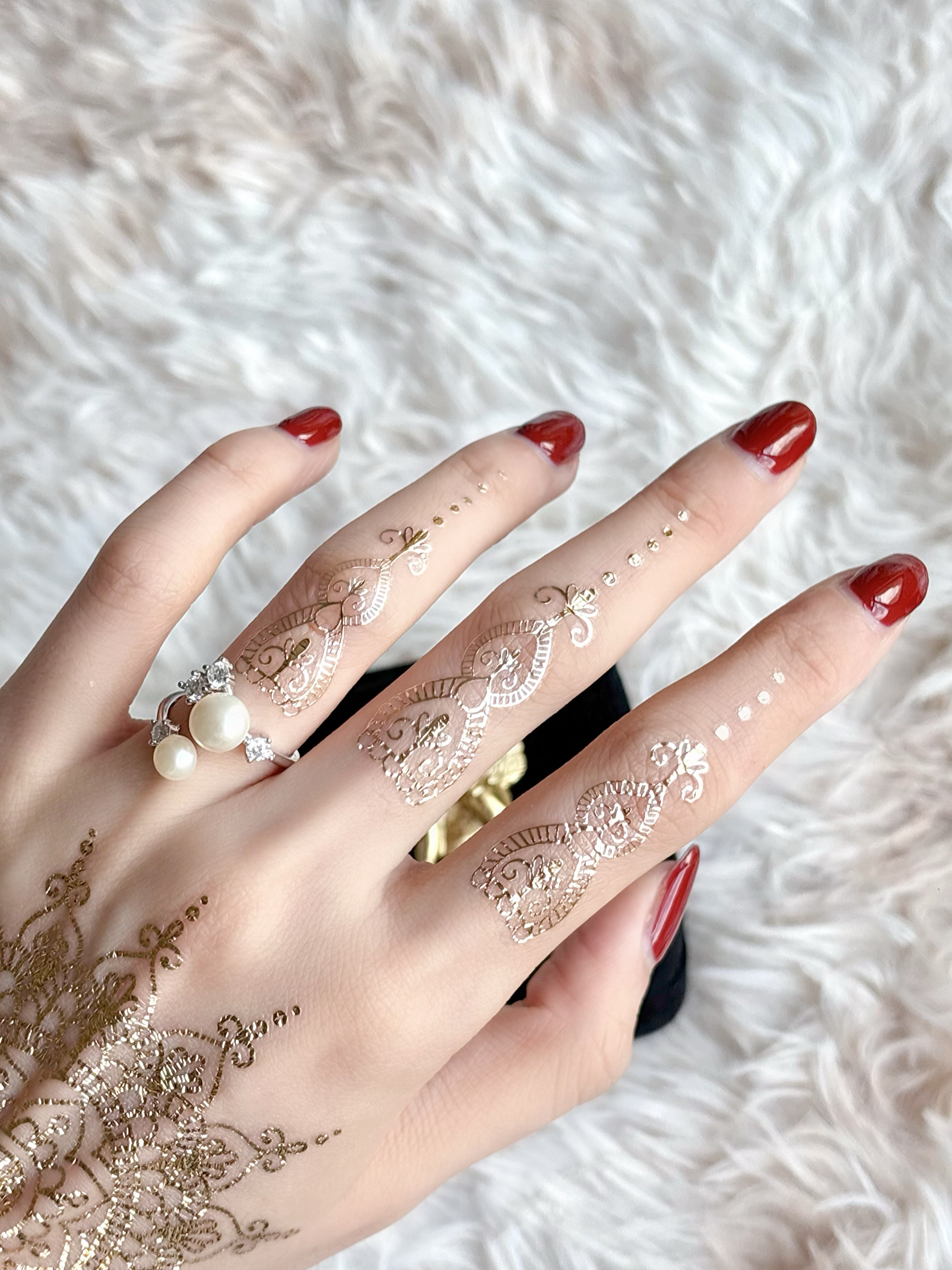 Mandala Lace Golden Henna Sticker | Elegant Temporary Tattoo