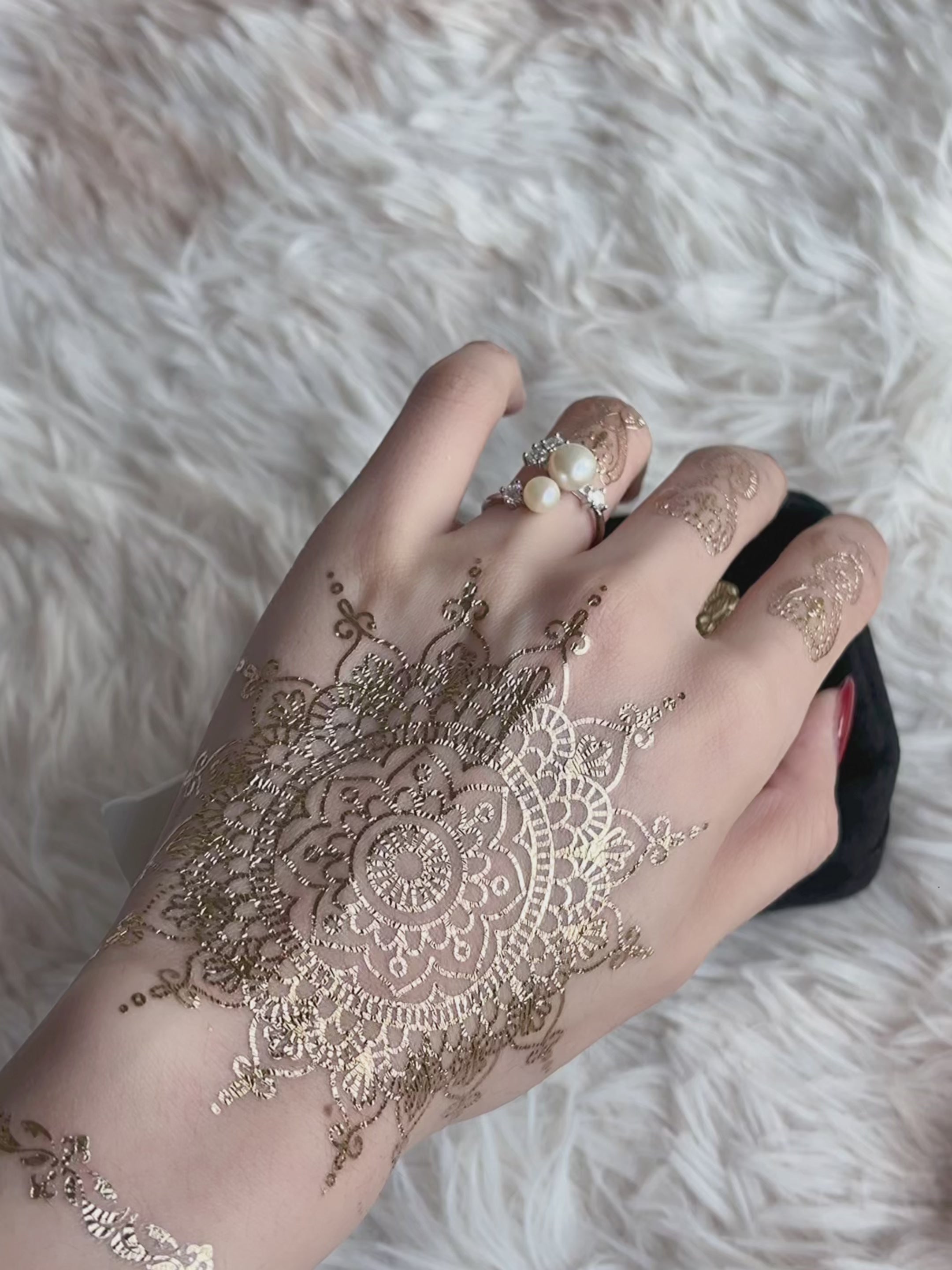 Mandala Lace Golden Henna Sticker | Elegant Temporary Tattoo